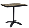 Teak Faux Dark Brown Restaurant Tabletops with Base. - Image 1 of 0